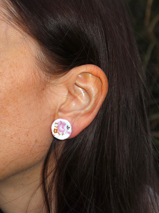 Pink saucer earrings