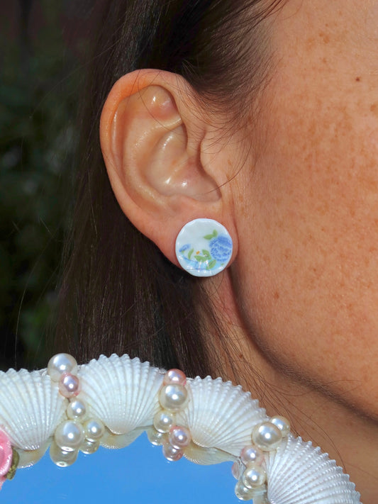Blue saucer earrings